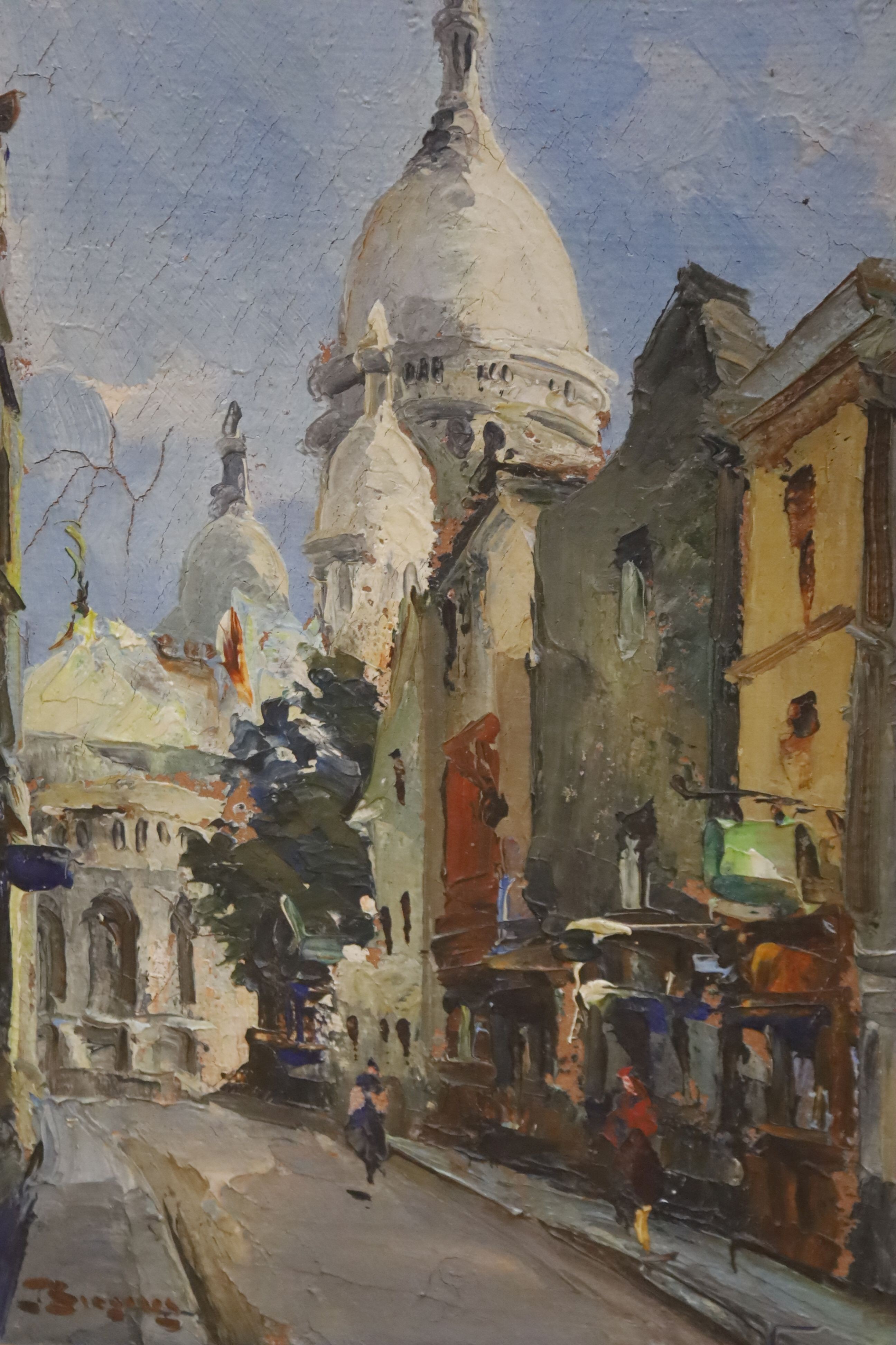 French School (20th century), oil on canvas, View of the Sacre Coeur, indistinctly signed, 23 x 18cm, and a small watercolour of The Grand Canal and St Mark’s Square, 17 x 25cm